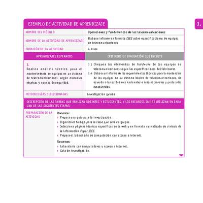 Elaborar informe en formato IEEE sobre especificaciones de equipos de telecomunicaciones Elaborar informe en formato IEEE sobre especificaciones de equipos de telecomunicaciones