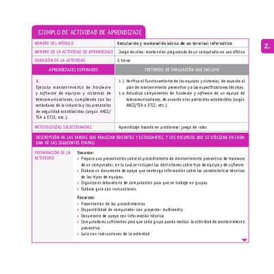 Juego de roles: mantención programada de un computador en una oficina Juego de roles: mantención programada de un computador en una oficina
