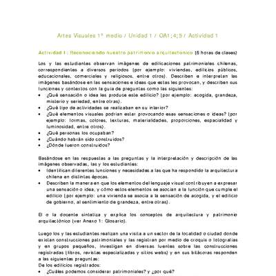 Artes Visuales 1 medio-Unidad 2-OA1;4;5-Actividad 1 Artes Visuales 1 medio-Unidad 2-OA1;4;5-Actividad 1