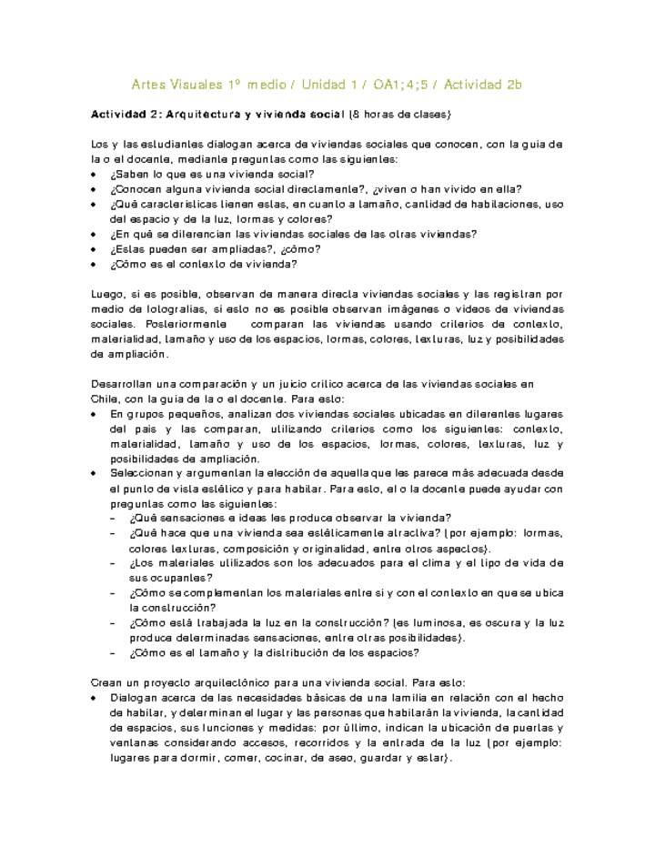 Artes Visuales 1 medio-Unidad 2-OA1;4;5-Actividad 2b Artes Visuales 1 medio-Unidad 2-OA1;4;5-Actividad 2b