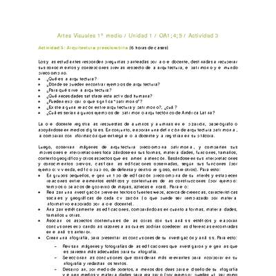 Artes Visuales 1 medio-Unidad 2-OA1;4;5-Actividad 3 Artes Visuales 1 medio-Unidad 2-OA1;4;5-Actividad 3