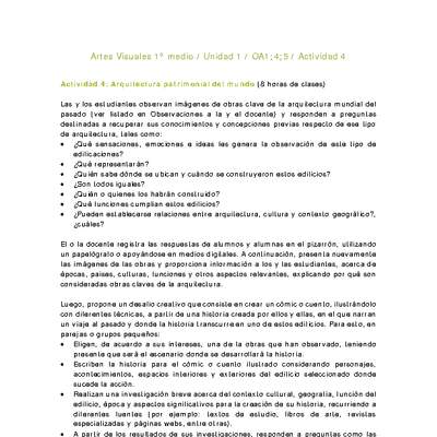 Artes Visuales 1 medio-Unidad 2-OA1;4;5-Actividad 4 Artes Visuales 1 medio-Unidad 2-OA1;4;5-Actividad 4