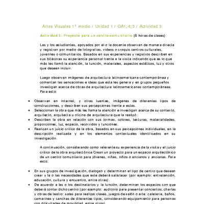 Artes Visuales 1 medio-Unidad 2-OA1;4;5-Actividad 5 Artes Visuales 1 medio-Unidad 2-OA1;4;5-Actividad 5