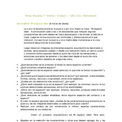 Artes Visuales 1 medio-Unidad 2-OA1;4;5-Actividad 6 Artes Visuales 1 medio-Unidad 2-OA1;4;5-Actividad 6