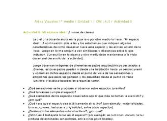 Artes Visuales 1 medio-Unidad 2-OA1;4;5-Actividad 6 Artes Visuales 1 medio-Unidad 2-OA1;4;5-Actividad 6