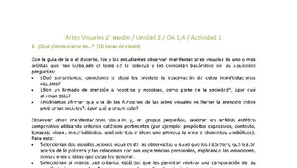 Artes Visuales 2 medio-Unidad 2-OA1;4-Actividad 1 Artes Visuales 2 medio-Unidad 2-OA1;4-Actividad 1