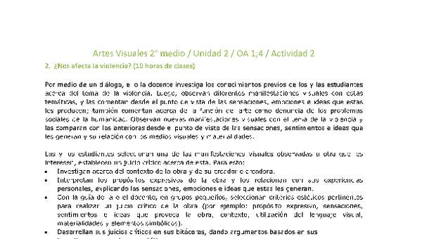 Artes Visuales 2 medio-Unidad 2-OA1;4-Actividad 2 Artes Visuales 2 medio-Unidad 2-OA1;4-Actividad 2