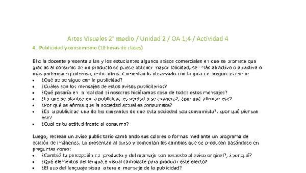 Artes Visuales 2 medio-Unidad 2-OA1;4-Actividad 4 Artes Visuales 2 medio-Unidad 2-OA1;4-Actividad 4