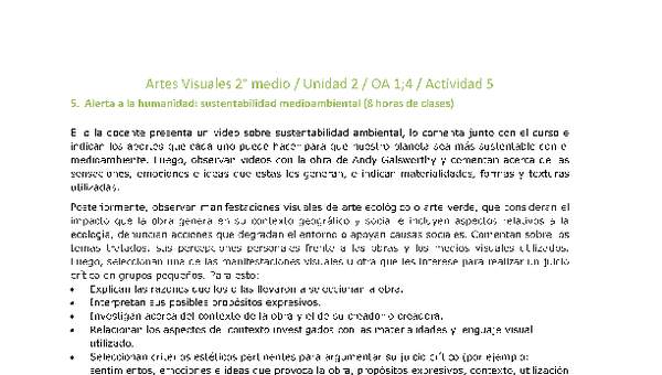 Artes Visuales 2 medio-Unidad 2-OA1;4-Actividad 5 Artes Visuales 2 medio-Unidad 2-OA1;4-Actividad 5