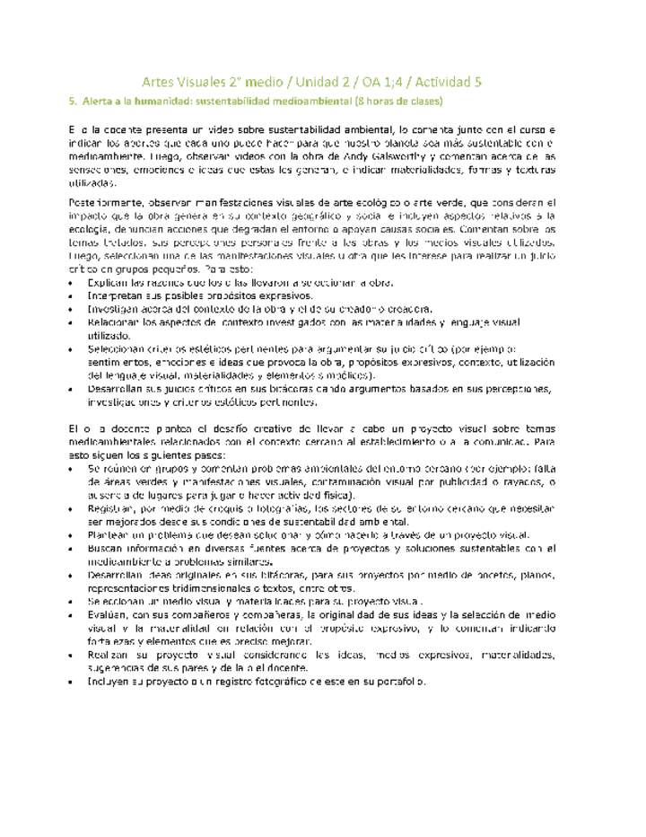 Artes Visuales 2 medio-Unidad 2-OA1;4-Actividad 5 Artes Visuales 2 medio-Unidad 2-OA1;4-Actividad 5