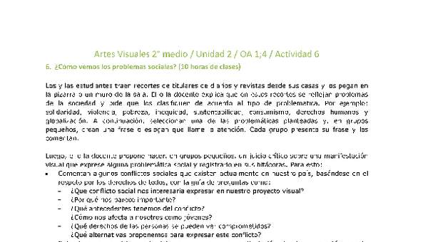 Artes Visuales 2 medio-Unidad 2-OA1;4-Actividad 6 Artes Visuales 2 medio-Unidad 2-OA1;4-Actividad 6