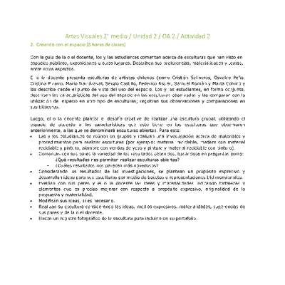Artes Visuales 2 medio-Unidad 2-OA2-Actividad 2 Artes Visuales 2 medio-Unidad 2-OA2-Actividad 2
