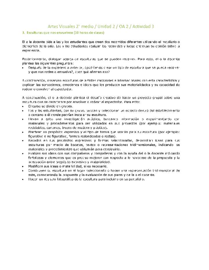 Artes Visuales 2 medio-Unidad 2-OA2-Actividad 3 Artes Visuales 2 medio-Unidad 2-OA2-Actividad 3