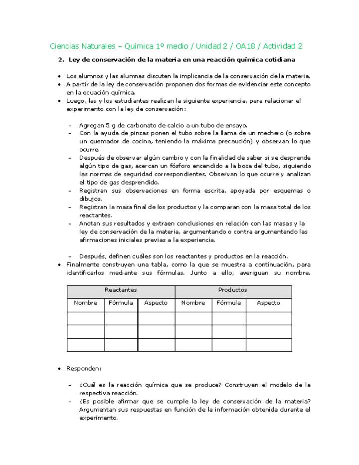 Ciencias Naturales 1 medio-Unidad 2-OA18-Actividad 2 Ciencias Naturales 1 medio-Unidad 2-OA18-Actividad 2