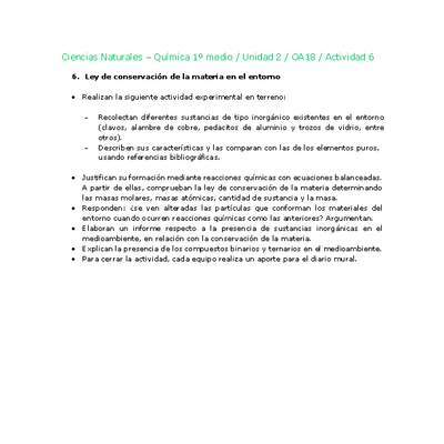 Ciencias Naturales 1 medio-Unidad 2-OA18-Actividad 6 Ciencias Naturales 1 medio-Unidad 2-OA18-Actividad 6