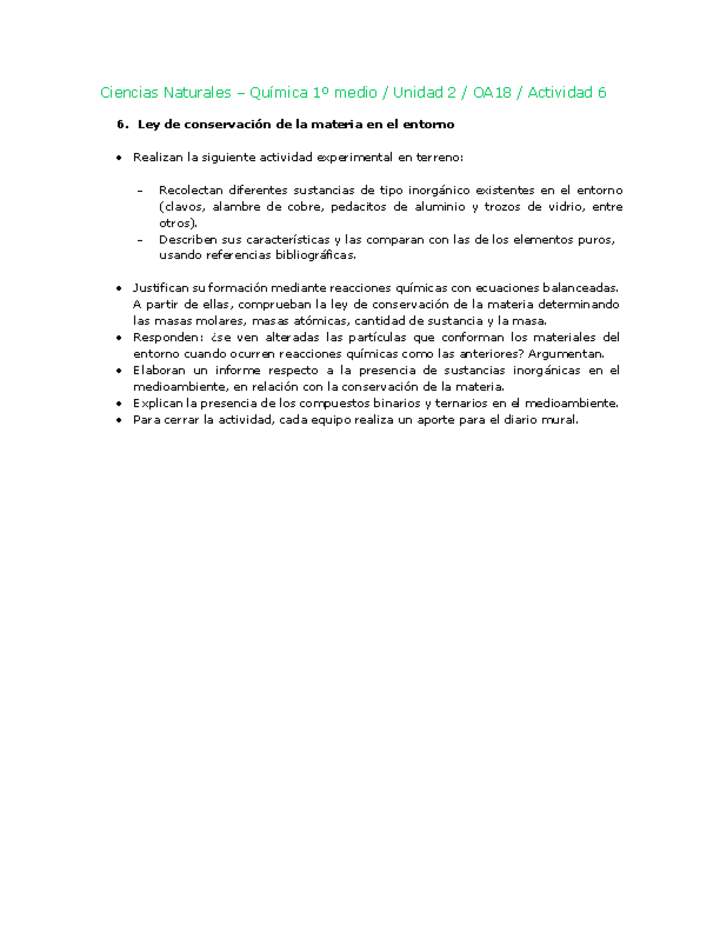 Ciencias Naturales 1 medio-Unidad 2-OA18-Actividad 6 Ciencias Naturales 1 medio-Unidad 2-OA18-Actividad 6