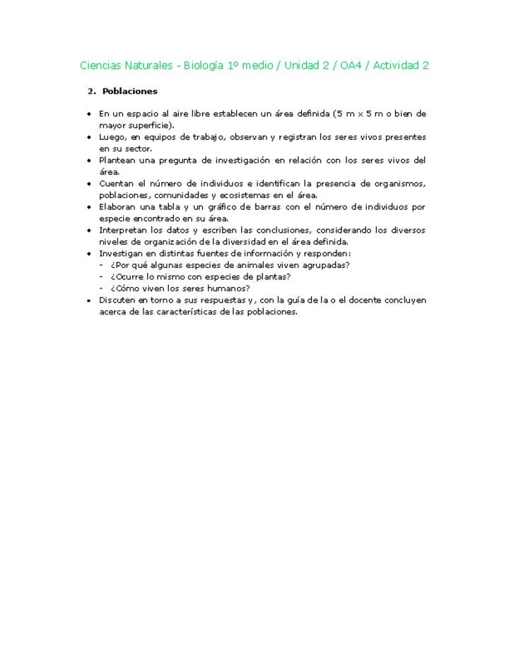 Ciencias Naturales 1 medio-Unidad 2-OA4-Actividad 2 Ciencias Naturales 1 medio-Unidad 2-OA4-Actividad 2