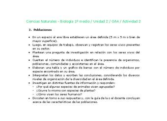 Ciencias Naturales 1 medio-Unidad 2-OA4-Actividad 2 Ciencias Naturales 1 medio-Unidad 2-OA4-Actividad 2