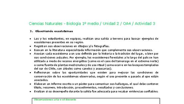 Ciencias Naturales 1 medio-Unidad 2-OA4-Actividad 3 Ciencias Naturales 1 medio-Unidad 2-OA4-Actividad 3