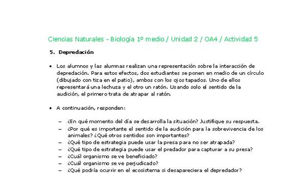 Ciencias Naturales 1 medio-Unidad 2-OA4-Actividad 5 Ciencias Naturales 1 medio-Unidad 2-OA4-Actividad 5