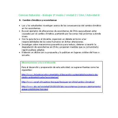 Ciencias Naturales 1 medio-Unidad 2-OA4-Actividad 8 Ciencias Naturales 1 medio-Unidad 2-OA4-Actividad 8