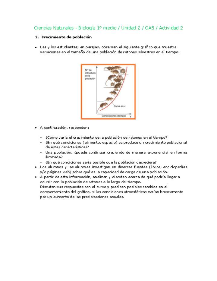 Ciencias Naturales 1 medio-Unidad 2-OA5-Actividad 2 Ciencias Naturales 1 medio-Unidad 2-OA5-Actividad 2