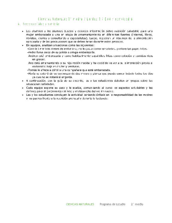 Ciencias Naturales 2 medio-Unidad 2-OA4-Actividad 6 Ciencias Naturales 2 medio-Unidad 2-OA4-Actividad 6