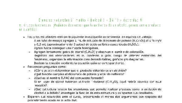 Ciencias Naturales 2 medio-Unidad 3-OA17-Actividad 9 Ciencias Naturales 2 medio-Unidad 3-OA17-Actividad 9