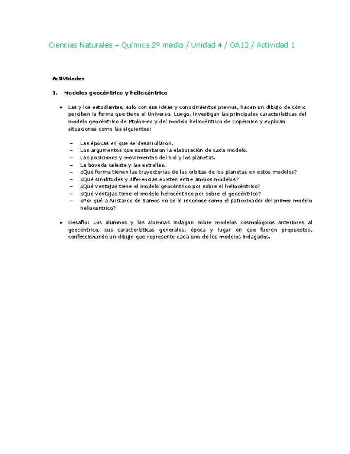 Ciencias Naturales 2 medio-Unidad 4-OA13-Actividad 1 Ciencias Naturales 2 medio-Unidad 4-OA13-Actividad 1
