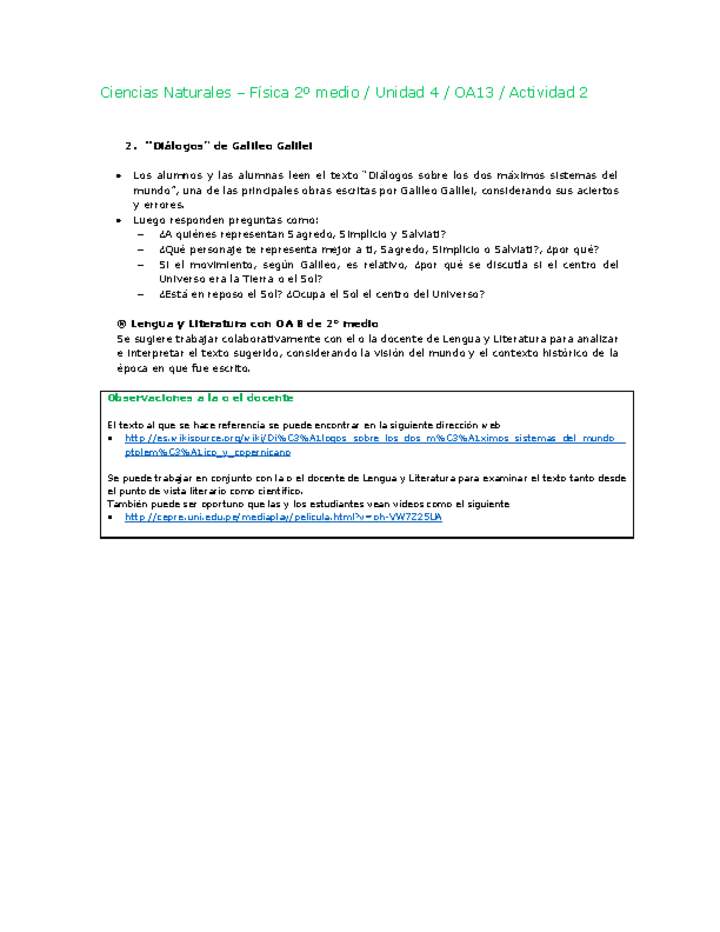 Ciencias Naturales 2 medio-Unidad 4-OA13-Actividad 2 Ciencias Naturales 2 medio-Unidad 4-OA13-Actividad 2
