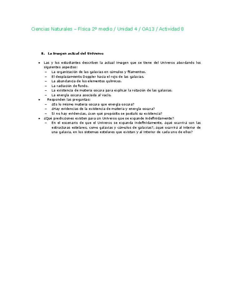Ciencias Naturales 2 medio-Unidad 4-OA13-Actividad 8 Ciencias Naturales 2 medio-Unidad 4-OA13-Actividad 8