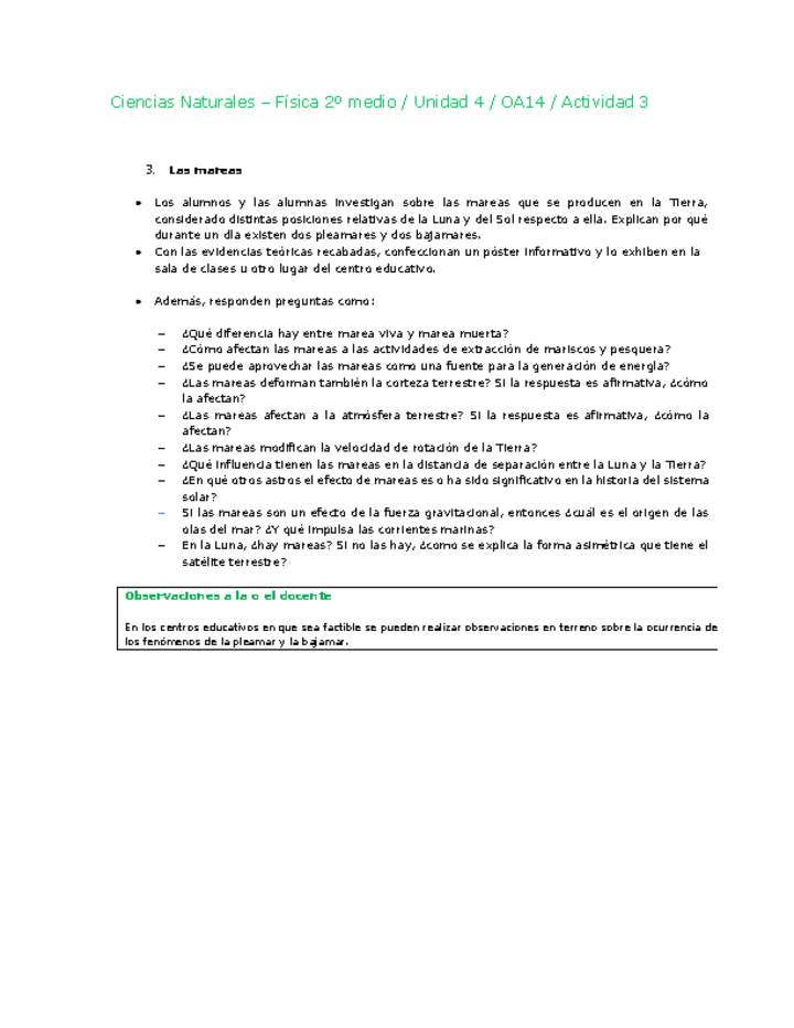 Ciencias Naturales 2 medio-Unidad 4-OA14-Actividad 3 Ciencias Naturales 2 medio-Unidad 4-OA14-Actividad 3