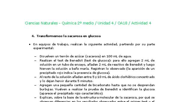 Ciencias Naturales 2 medio-Unidad 4-OA18-Actividad 4 Ciencias Naturales 2 medio-Unidad 4-OA18-Actividad 4