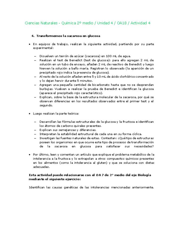 Ciencias Naturales 2 medio-Unidad 4-OA18-Actividad 4 Ciencias Naturales 2 medio-Unidad 4-OA18-Actividad 4