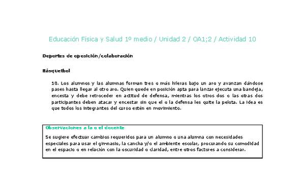 Educación Física 1 medio-Unidad 2-OA1;2-Actividad 10