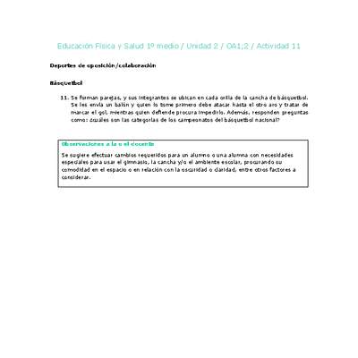 Educación Física 1 medio-Unidad 2-OA1;2-Actividad 11 Educación Física 1 medio-Unidad 2-OA1;2-Actividad 11