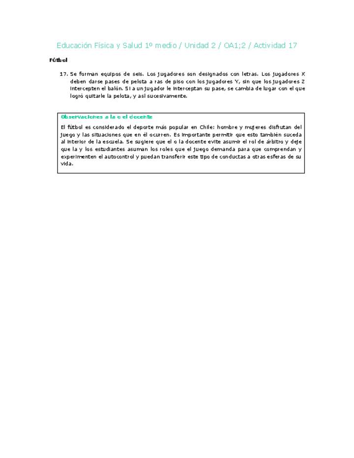 Educación Física 1 medio-Unidad 2-OA1;2-Actividad 17 Educación Física 1 medio-Unidad 2-OA1;2-Actividad 17
