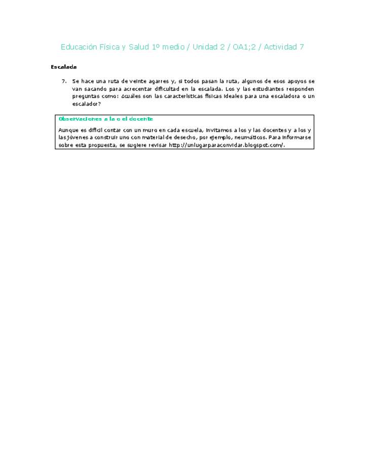 Educación Física 1 medio-Unidad 2-OA1;2-Actividad 7 Educación Física 1 medio-Unidad 2-OA1;2-Actividad 7