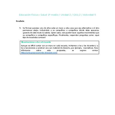 Educación Física 1 medio-Unidad 2-OA1;2-Actividad 9 Educación Física 1 medio-Unidad 2-OA1;2-Actividad 9