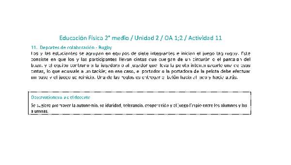 Educación Física 2 medio-Unidad 2-OA1;2-Actividad 11 Educación Física 2 medio-Unidad 2-OA1;2-Actividad 11