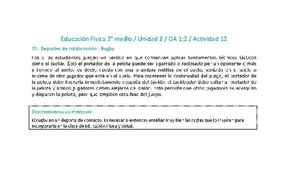 Educación Física 2 medio-Unidad 2-OA1;2-Actividad 12 Educación Física 2 medio-Unidad 2-OA1;2-Actividad 12