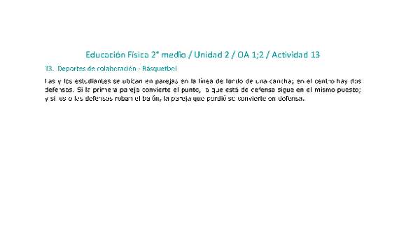 Educación Física 2 medio-Unidad 2-OA1;2-Actividad 13 Educación Física 2 medio-Unidad 2-OA1;2-Actividad 13
