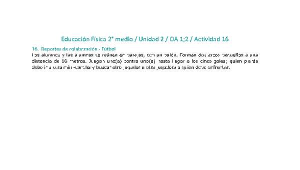 Educación Física 2 medio-Unidad 2-OA1;2-Actividad 16 Educación Física 2 medio-Unidad 2-OA1;2-Actividad 16