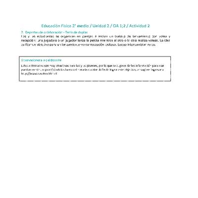Educación Física 2 medio-Unidad 2-OA1;2-Actividad 2 Educación Física 2 medio-Unidad 2-OA1;2-Actividad 2