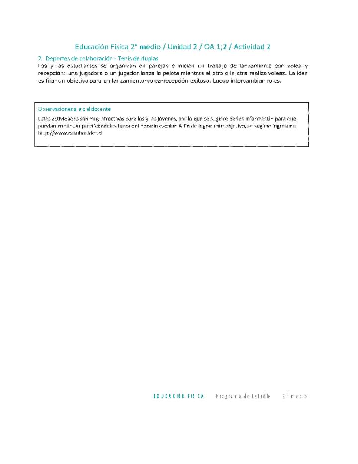 Educación Física 2 medio-Unidad 2-OA1;2-Actividad 2 Educación Física 2 medio-Unidad 2-OA1;2-Actividad 2
