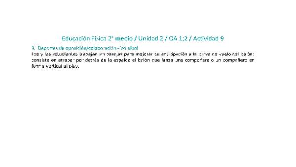 Educación Física 2 medio-Unidad 2-OA1;2-Actividad 9 Educación Física 2 medio-Unidad 2-OA1;2-Actividad 9