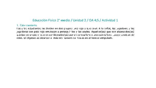 Educación Física 2 medio-Unidad 2-OA4;5-Actividad 1 Educación Física 2 medio-Unidad 2-OA4;5-Actividad 1