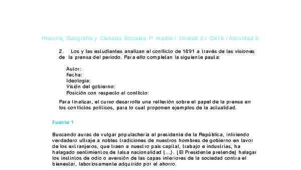 Historia 1 medio-Unidad 2-OA16-Actividad 2 Historia 1 medio-Unidad 2-OA16-Actividad 2