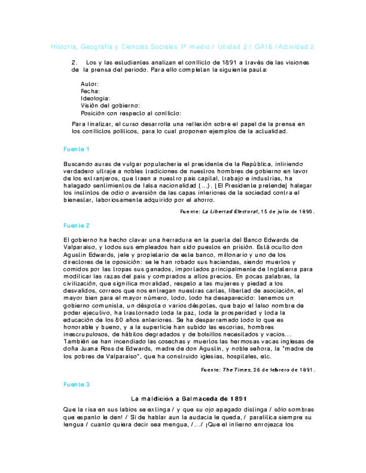 Historia 1 medio-Unidad 2-OA16-Actividad 2 Historia 1 medio-Unidad 2-OA16-Actividad 2