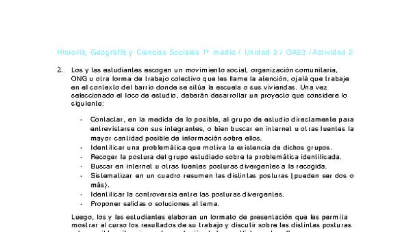 Historia 1 medio-Unidad 2-OA23-Actividad 2 Historia 1 medio-Unidad 2-OA23-Actividad 2